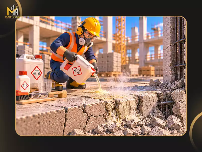 انواع روش تخریب بتن: 13. تخریب بتن با اسید