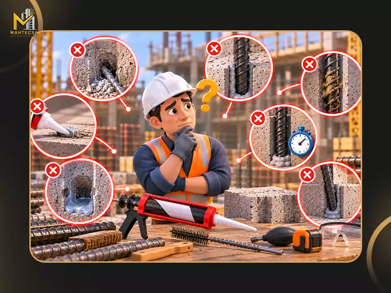 اشتباهات رایج هنگام استفاده از چسب کاشت میلگرد